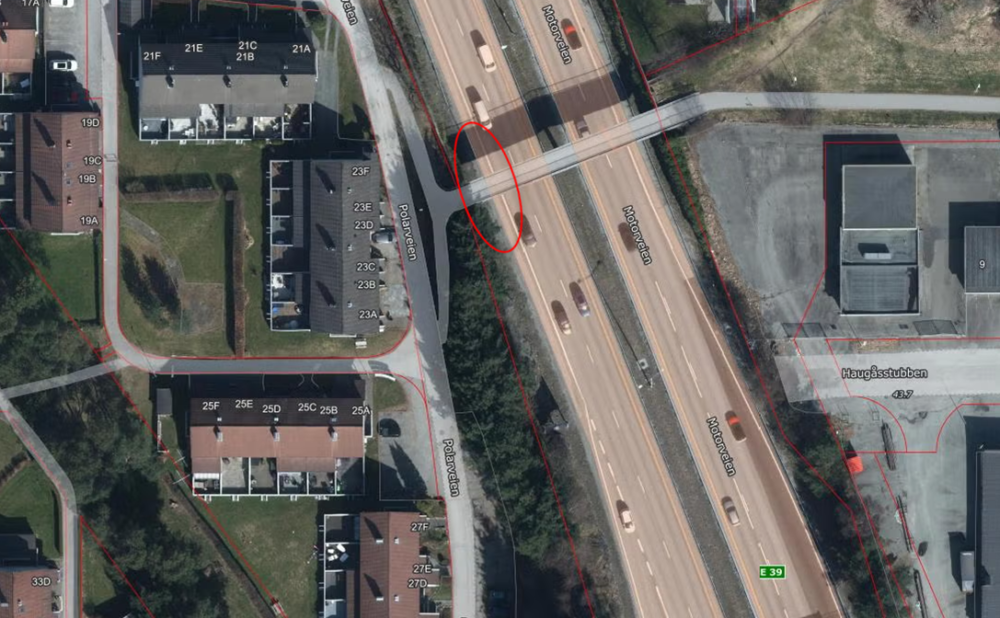 I natt vil det være arbeid på E39 i området markert under i tidsrommet 22:00 - 06:00.